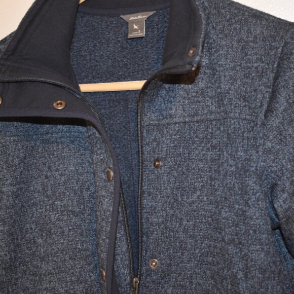 Eddie‎ Bauer Polyester Marbled Blue Sweater Jacket zip up S - Picture 2 of 4